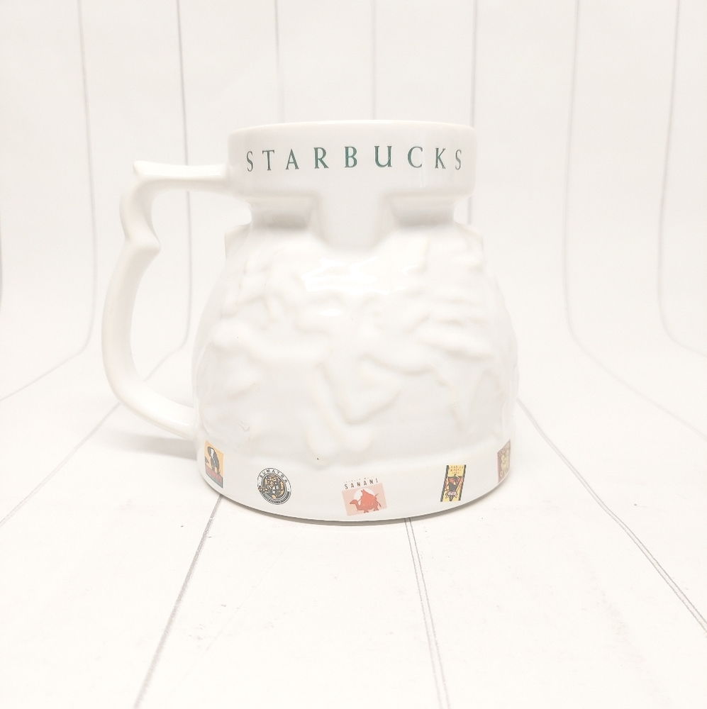 Starbucks Vintage Around The World Globe Mug Cup Mexico Kenya Columbia Sumatra